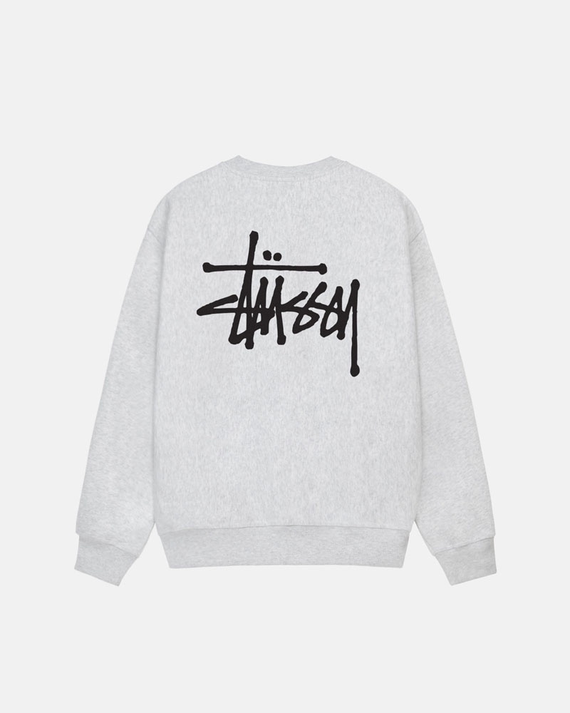 Grey Stüssy Basic Crew Sweatshirt | UAE KQU187942