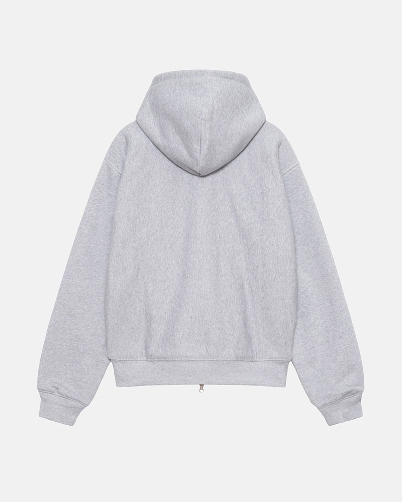 Grey Stüssy Double Face Label Zip Hoodie | UAE WRA062178