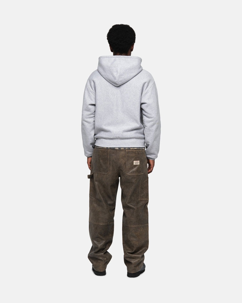 Grey Stüssy Double Face Label Zip Hoodie | UAE WRA062178