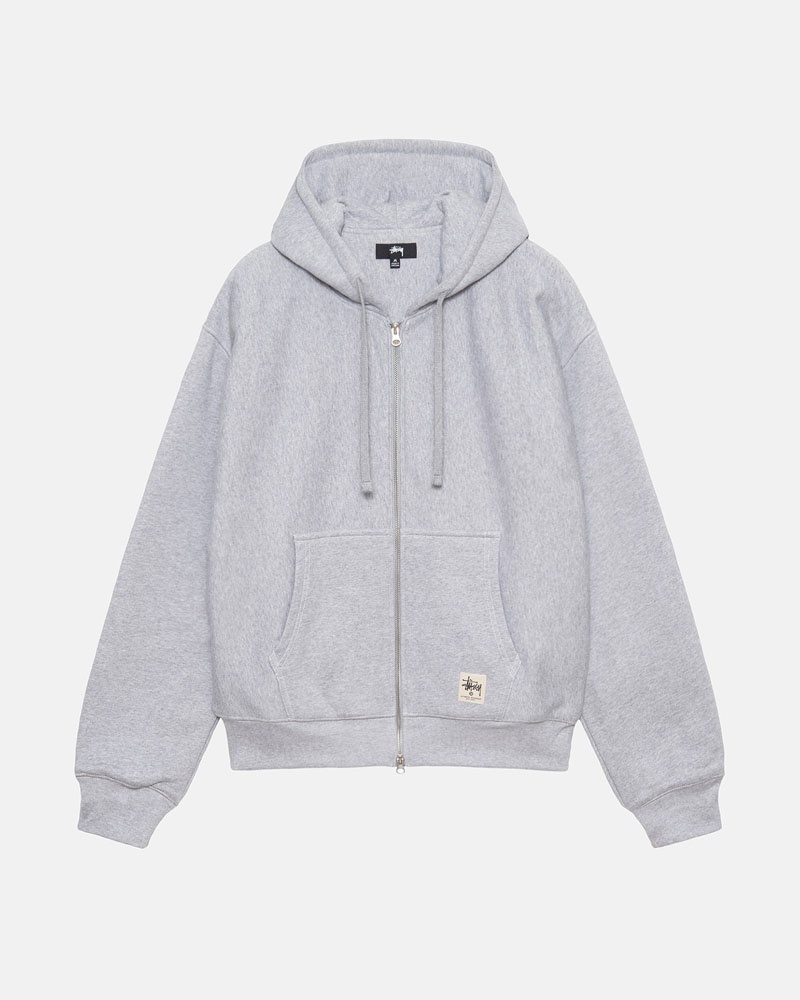 Grey Stüssy Double Face Label Zip Hoodie | UAE WRA062178