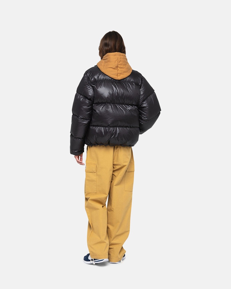 Grey Stüssy Down Puffer Parachute Ripstop Jacket | UAE PFI206415