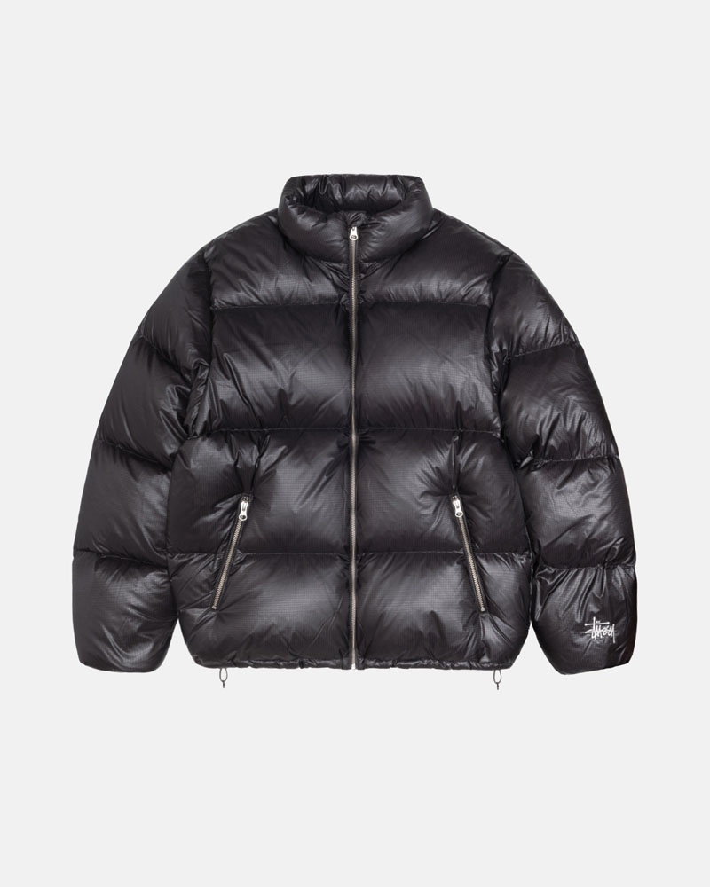 Grey Stüssy Down Puffer Parachute Ripstop Jacket | UAE PFI206415