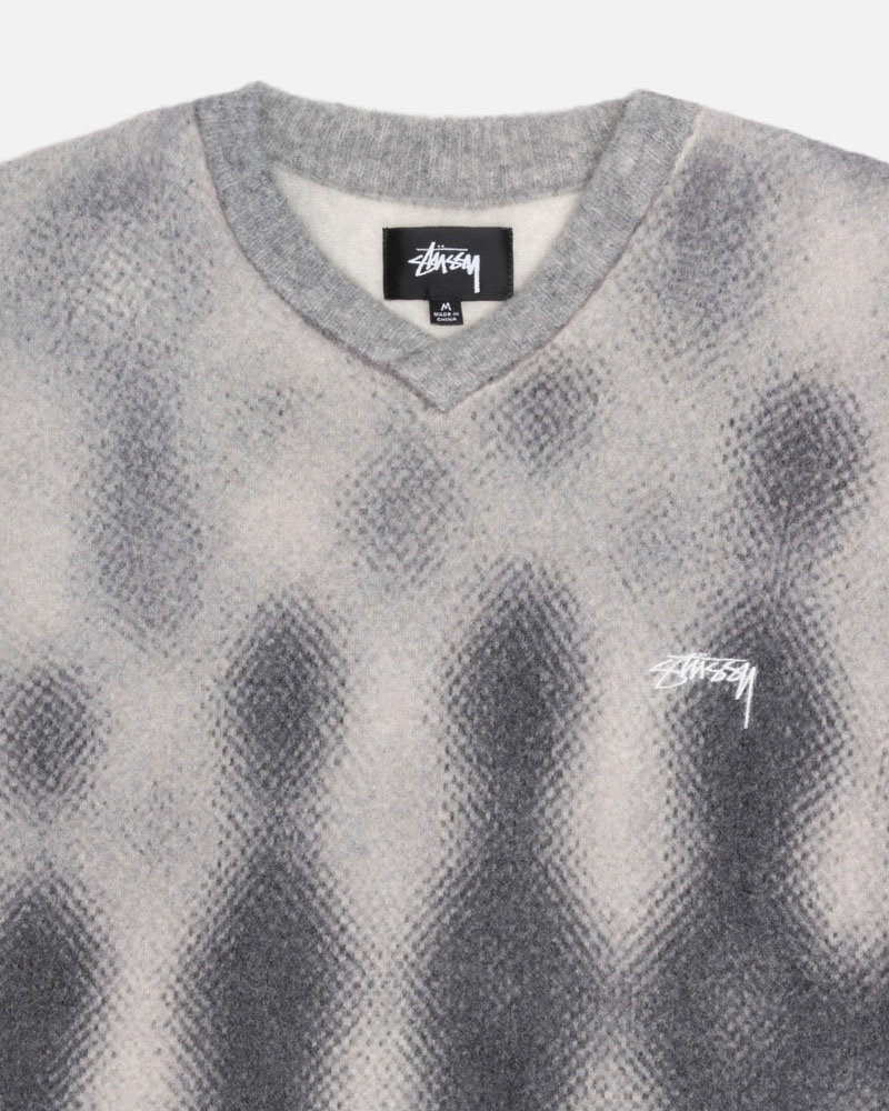 Grey Stüssy Gradient Dot Brushed Sweater | UAE GVI695378