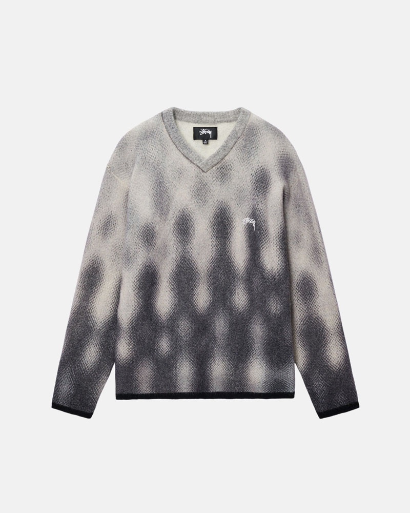 Grey Stüssy Gradient Dot Brushed Sweater | UAE GVI695378