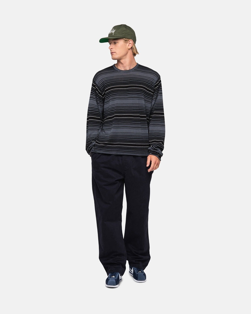 Grey Stüssy Horizontal Stripe Sweater | UAE UPJ976503