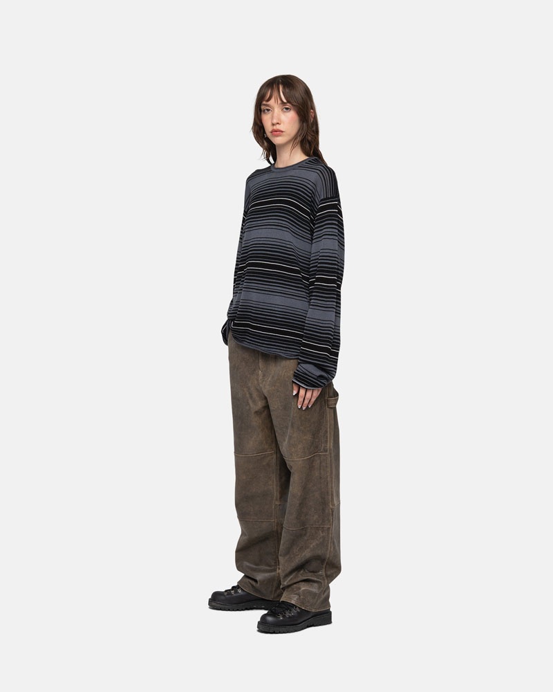 Grey Stüssy Horizontal Stripe Sweater | UAE UPJ976503