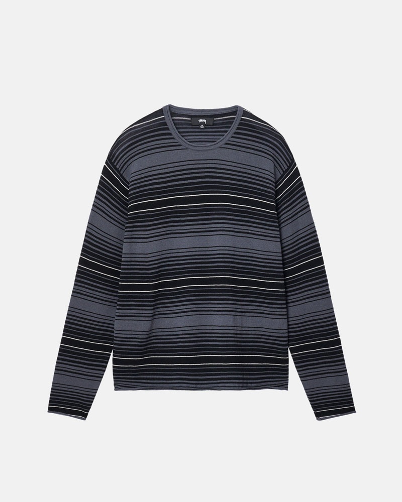 Grey Stüssy Horizontal Stripe Sweater | UAE UPJ976503