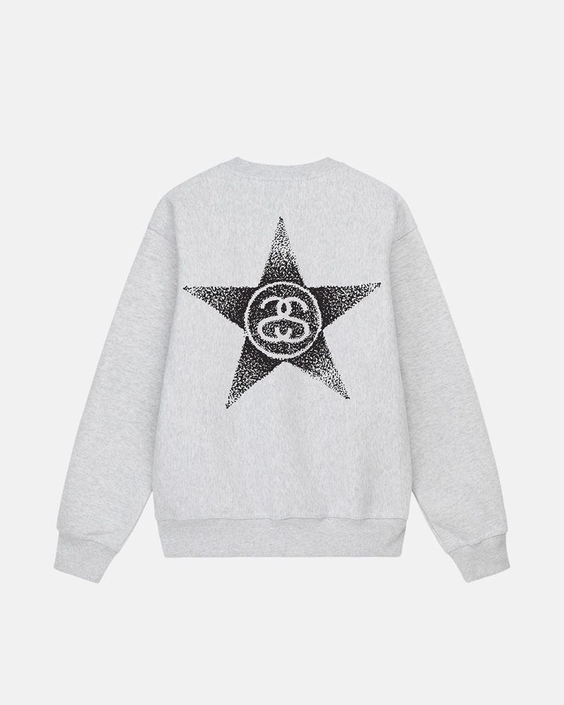 Grey Stüssy Stars Crew Sweatshirt | UAE SPR063518