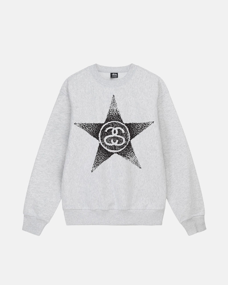 Grey Stüssy Stars Crew Sweatshirt | UAE SPR063518