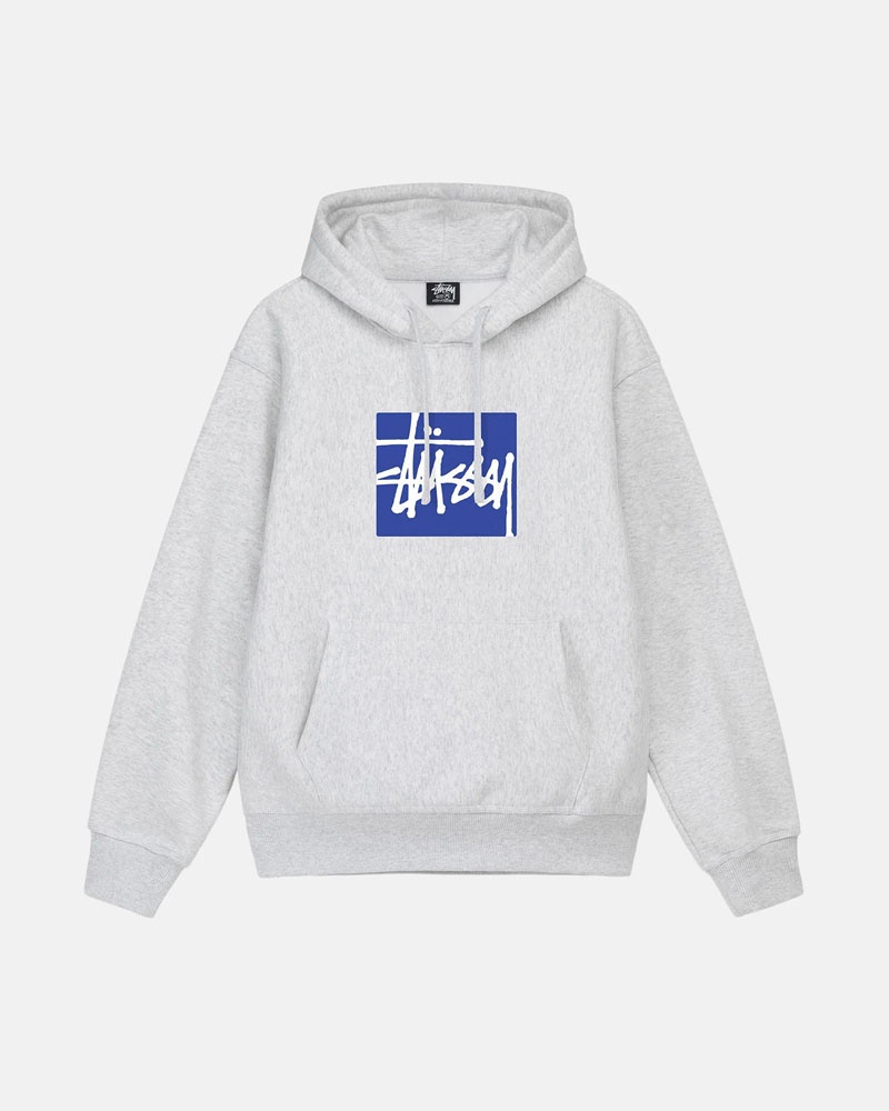 Grey Stüssy Stock Box Hoodie | UAE MBC514239