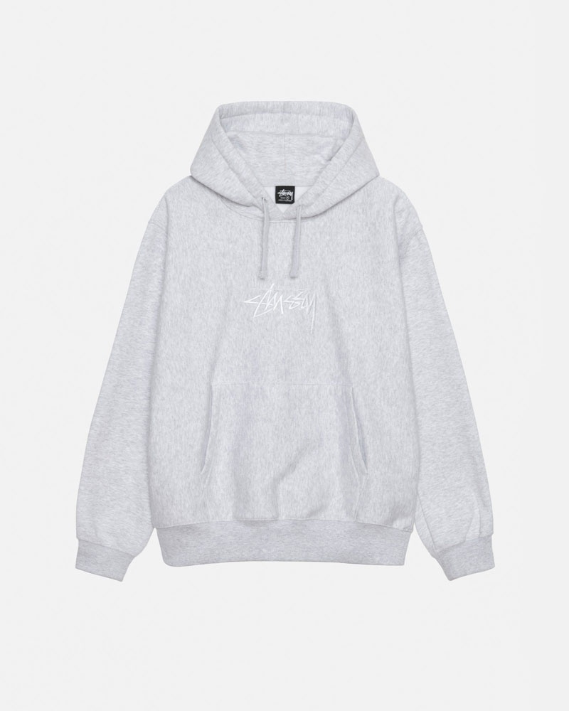 Grey Stüssy Stock Logo Applique Hoodie | UAE ZPF297861