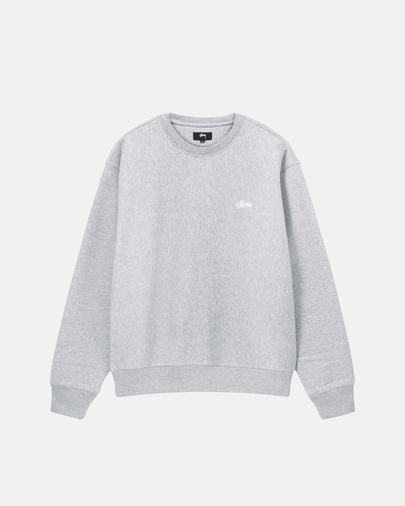 Grey Stüssy Stock Logo Crew Sweatshirt | UAE TLZ281495