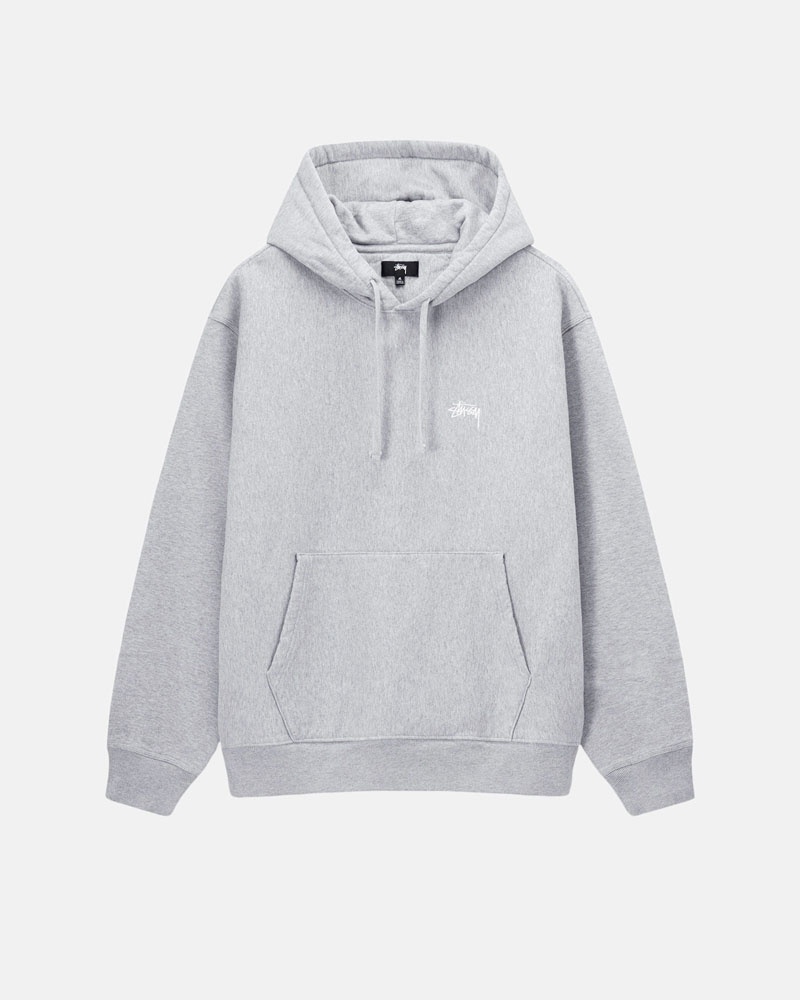 Grey Stüssy Stock Logo Hoodie | UAE SRV206894