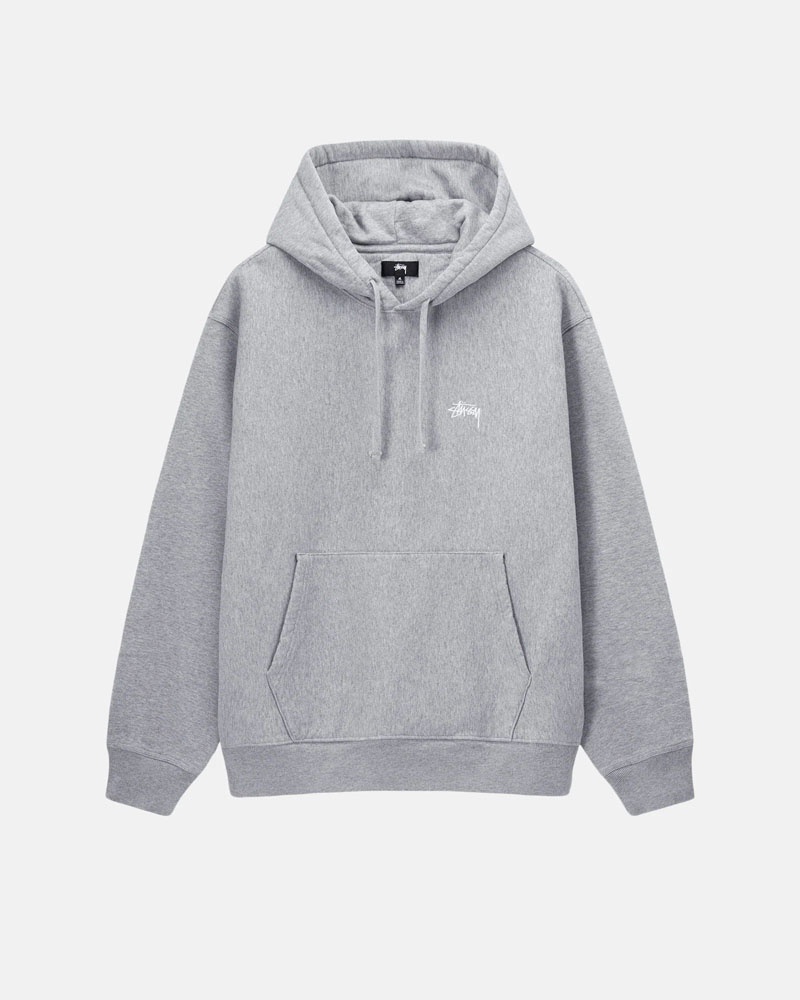 Grey Stüssy Stock Logo Hoodie | UAE YFR194635