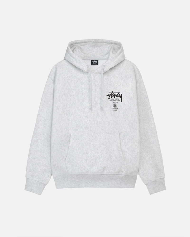 Grey Stüssy World Tour Hoodie | UAE FXJ640739