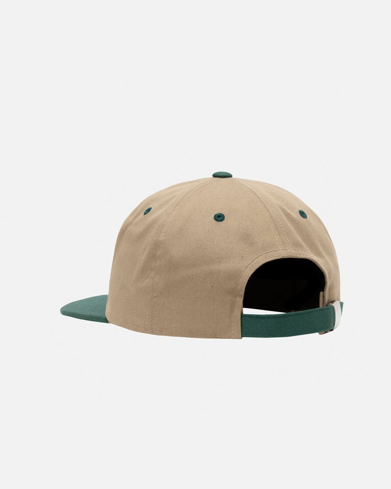 Khaki Stüssy Mid-Depth Basic Star Strapback Cap | UAE IRQ902843