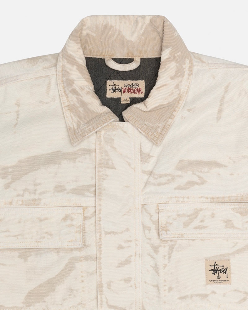 Khaki Stüssy Shop Distressed Canvas Jacket | UAE OGS210538