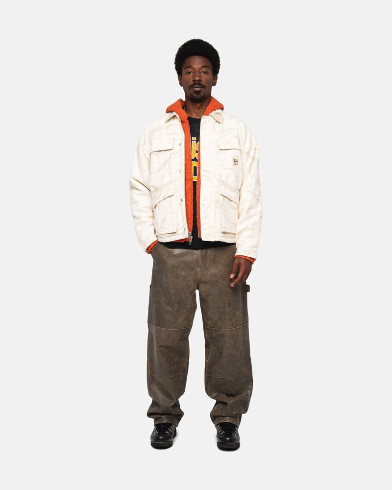 Khaki Stüssy Shop Distressed Canvas Jacket | UAE OGS210538