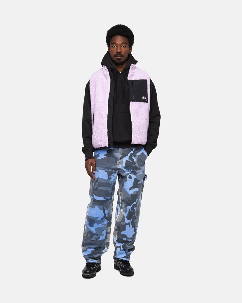 Lavender Stüssy Sherpa Reversible Vest | UAE SPA463501