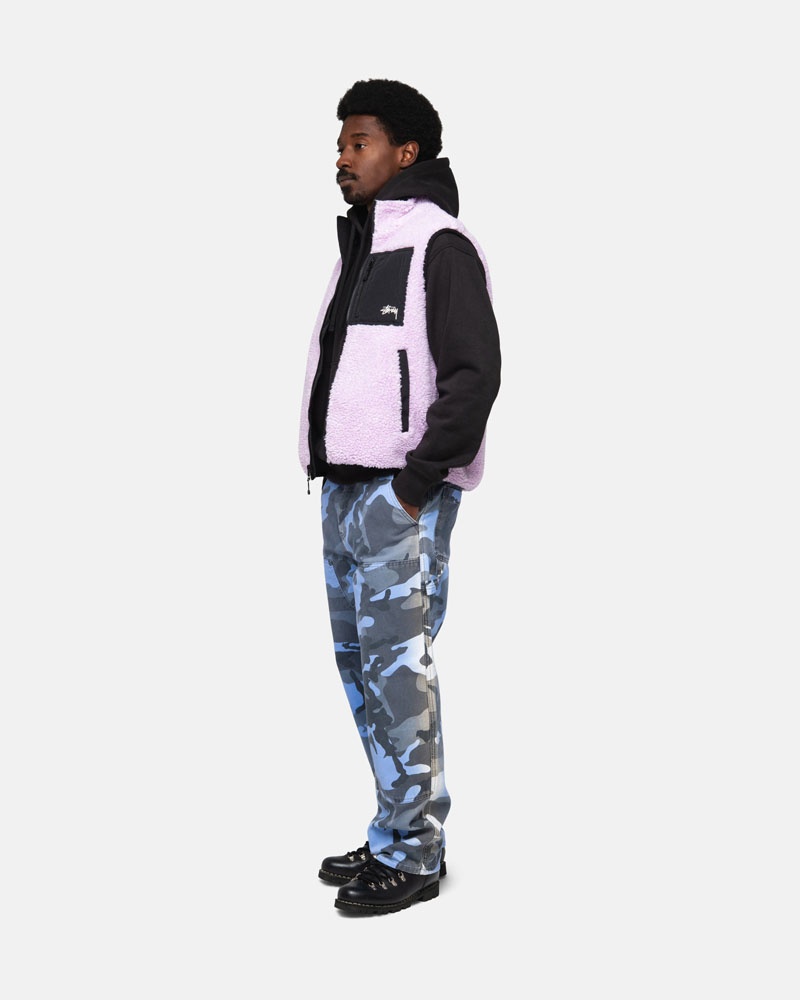 Lavender Stüssy Sherpa Reversible Vest | UAE SPA463501