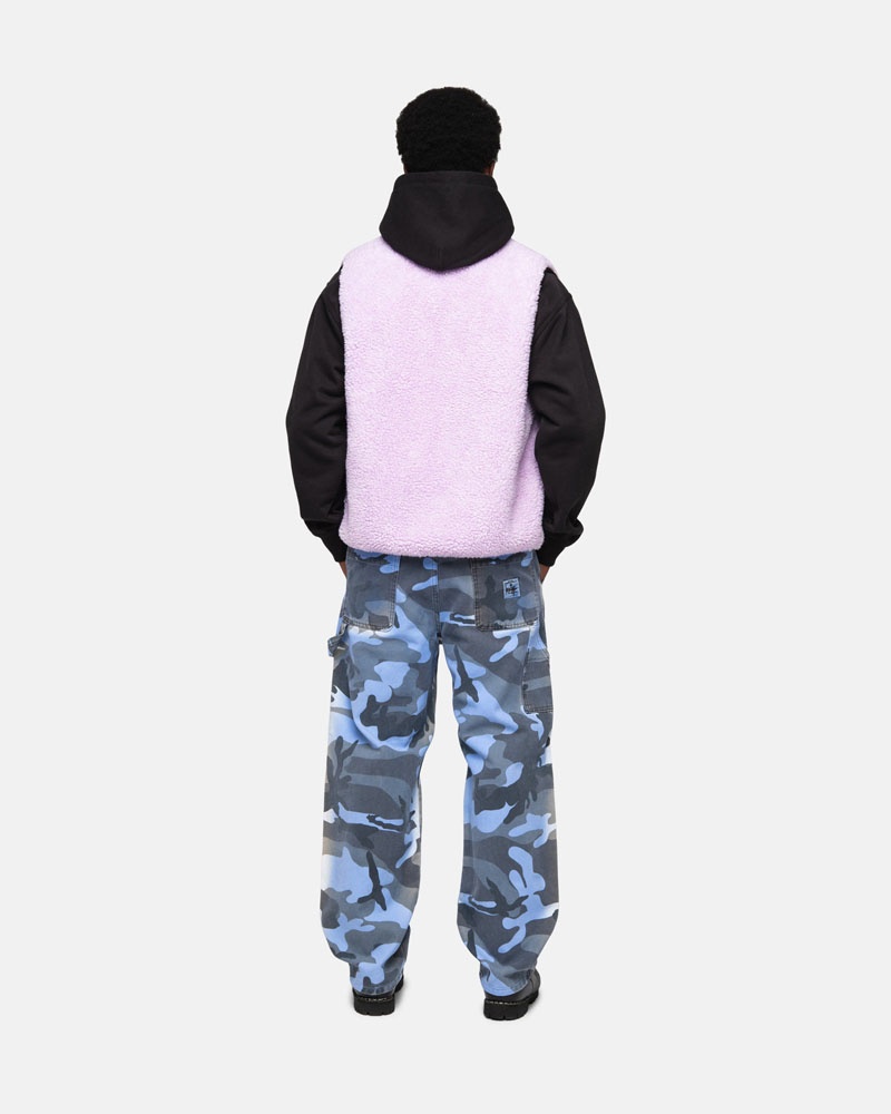 Lavender Stüssy Sherpa Reversible Vest | UAE SPA463501