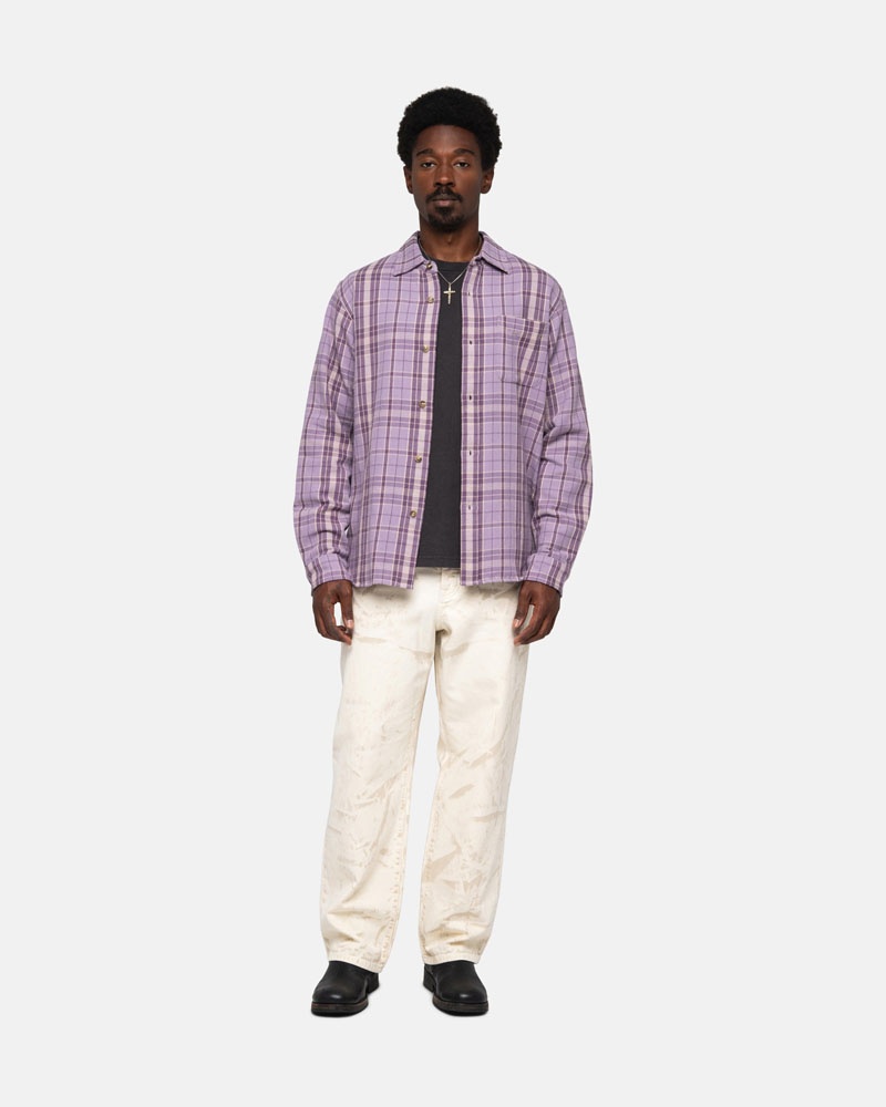 Lavender Stüssy Stones Plaid Shirts | UAE XZS813976