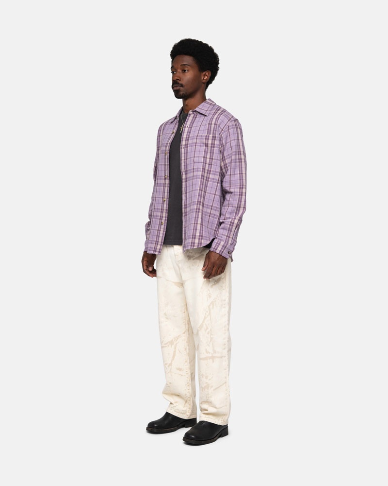 Lavender Stüssy Stones Plaid Shirts | UAE XZS813976