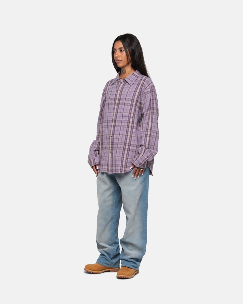 Lavender Stüssy Stones Plaid Shirts | UAE XZS813976