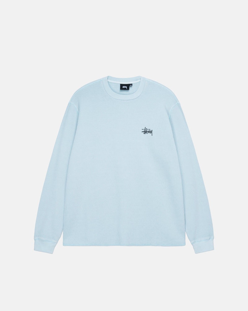 Light Blue Stüssy Basic Stock LS Thermal Sweater | UAE EDA269507