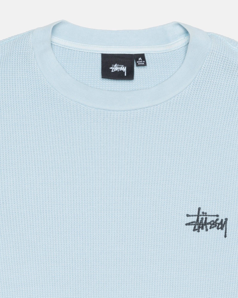 Light Blue Stüssy Basic Stock LS Thermal Sweater | UAE EDA269507