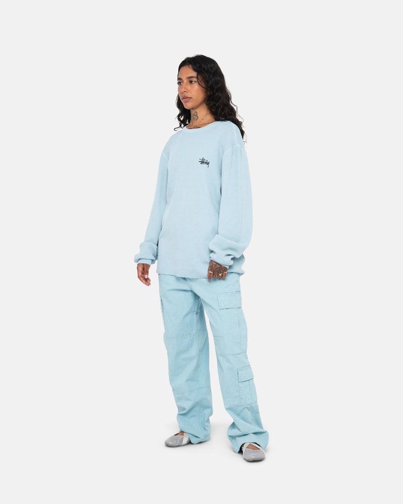 Light Blue Stüssy Basic Stock LS Thermal Sweater | UAE EDA269507