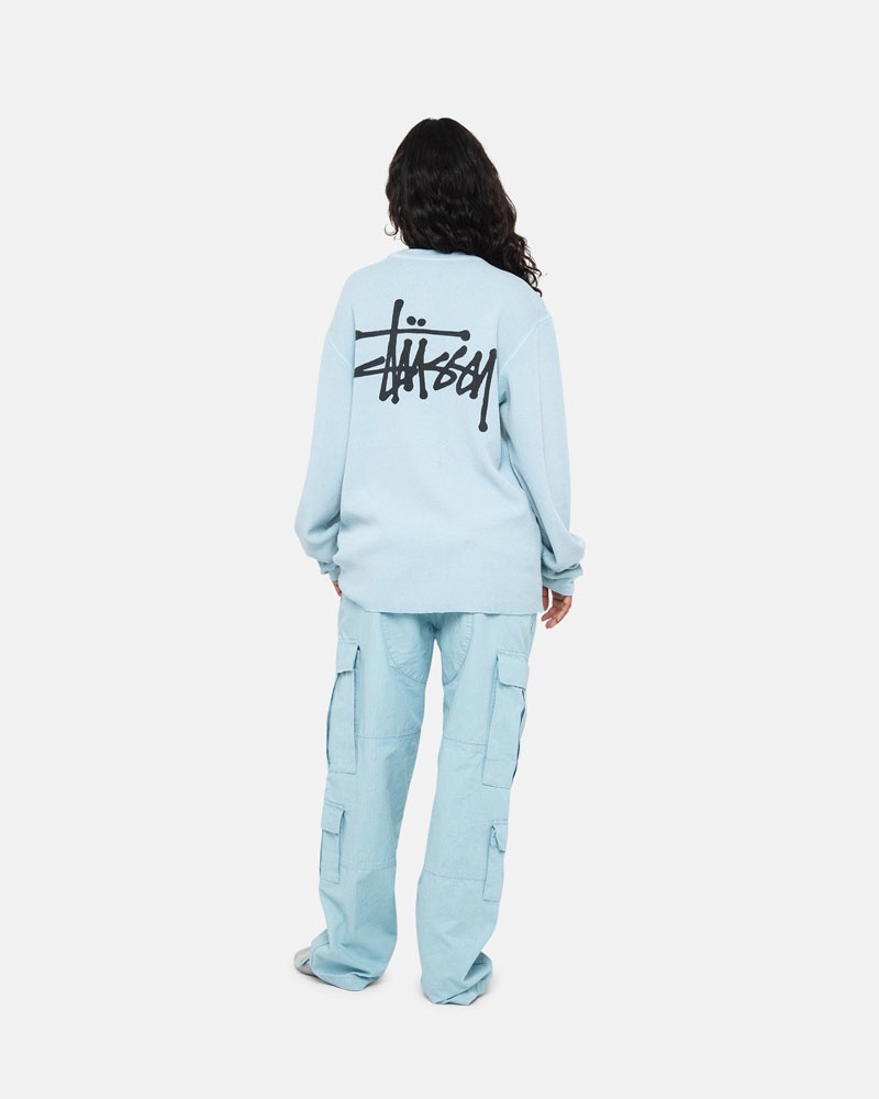 Light Blue Stüssy Basic Stock LS Thermal Sweater | UAE EDA269507