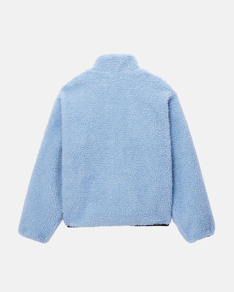 Light Blue Stüssy Sherpa Reversible Jacket | UAE MQO413569