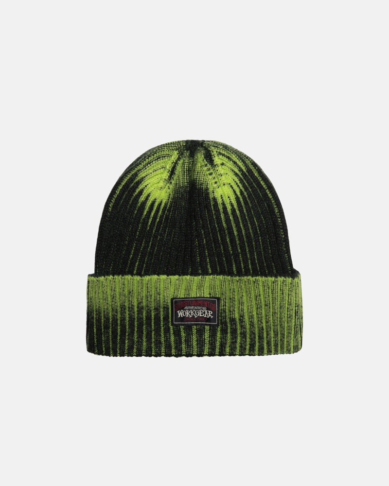 Light Green Stüssy Cuff Workgear Spray Beanie | UAE NSH371489