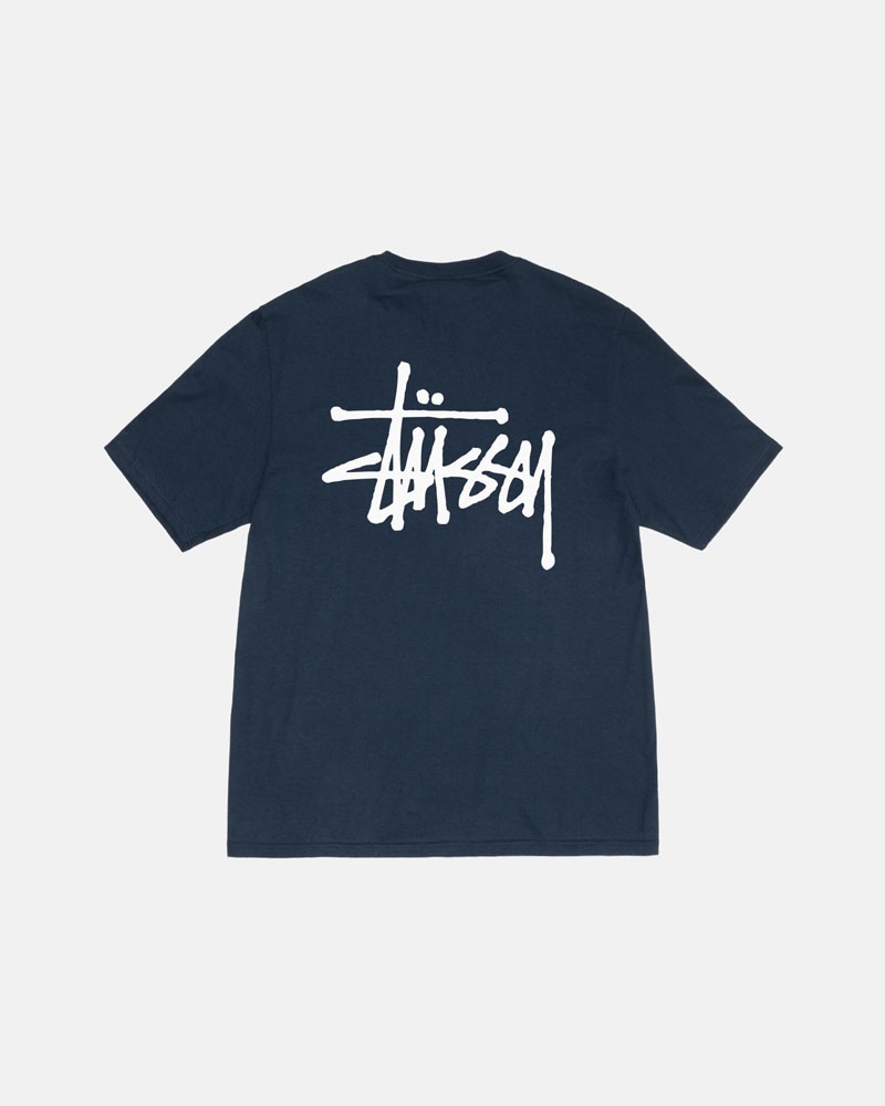 Navy Stüssy Basic T-Shirt | UAE HVE479860