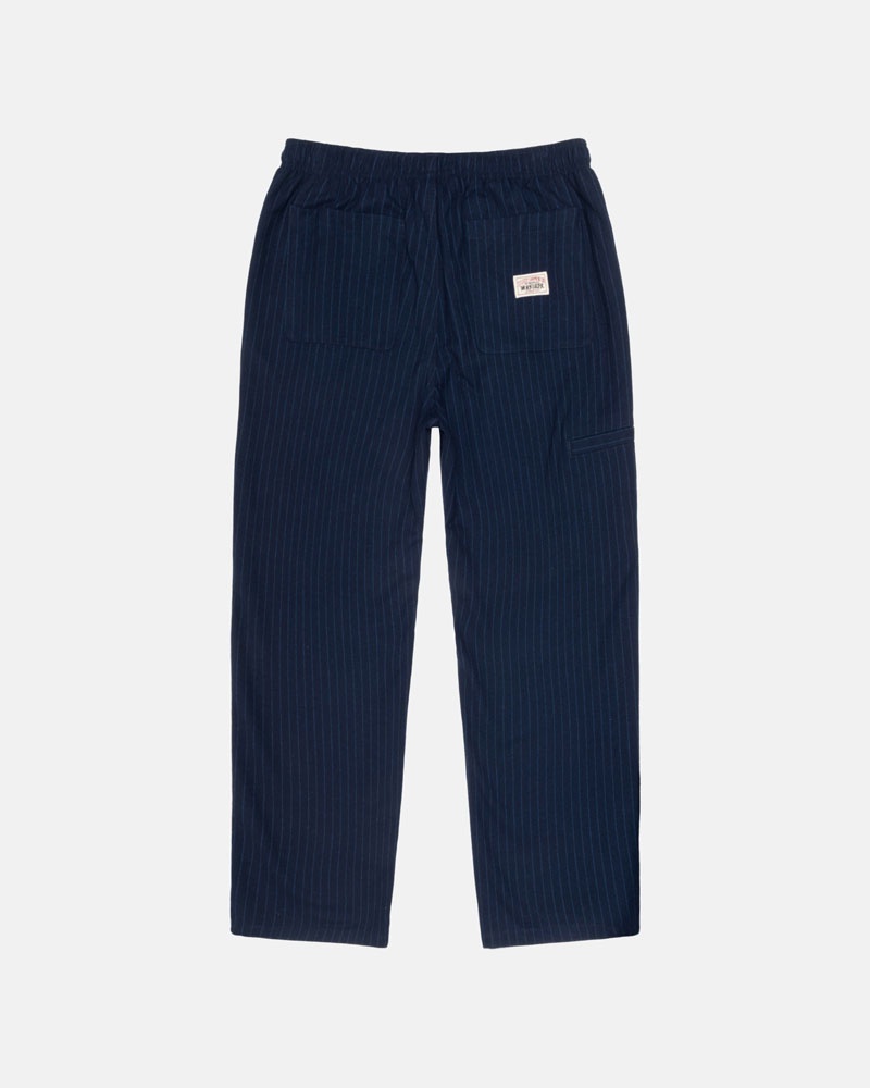 Navy Stüssy Beach Wool Stripe Pants | UAE DJG591640