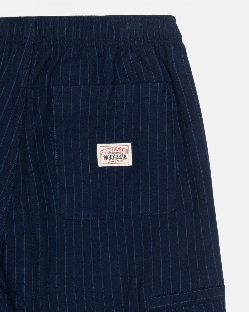 Navy Stüssy Beach Wool Stripe Pants | UAE DJG591640