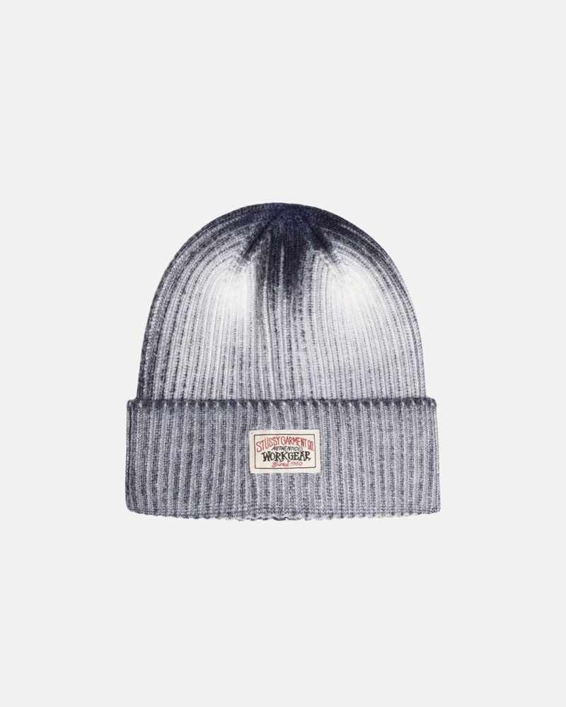 Navy Stüssy Cuff Workgear Spray Beanie | UAE XLM137549