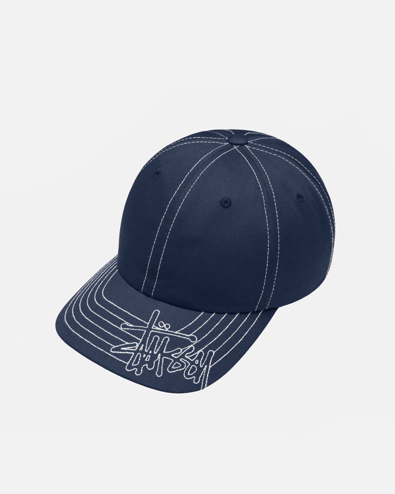 Navy Stüssy Low Pro Basic Stitch Strapback Cap | UAE NCA458796