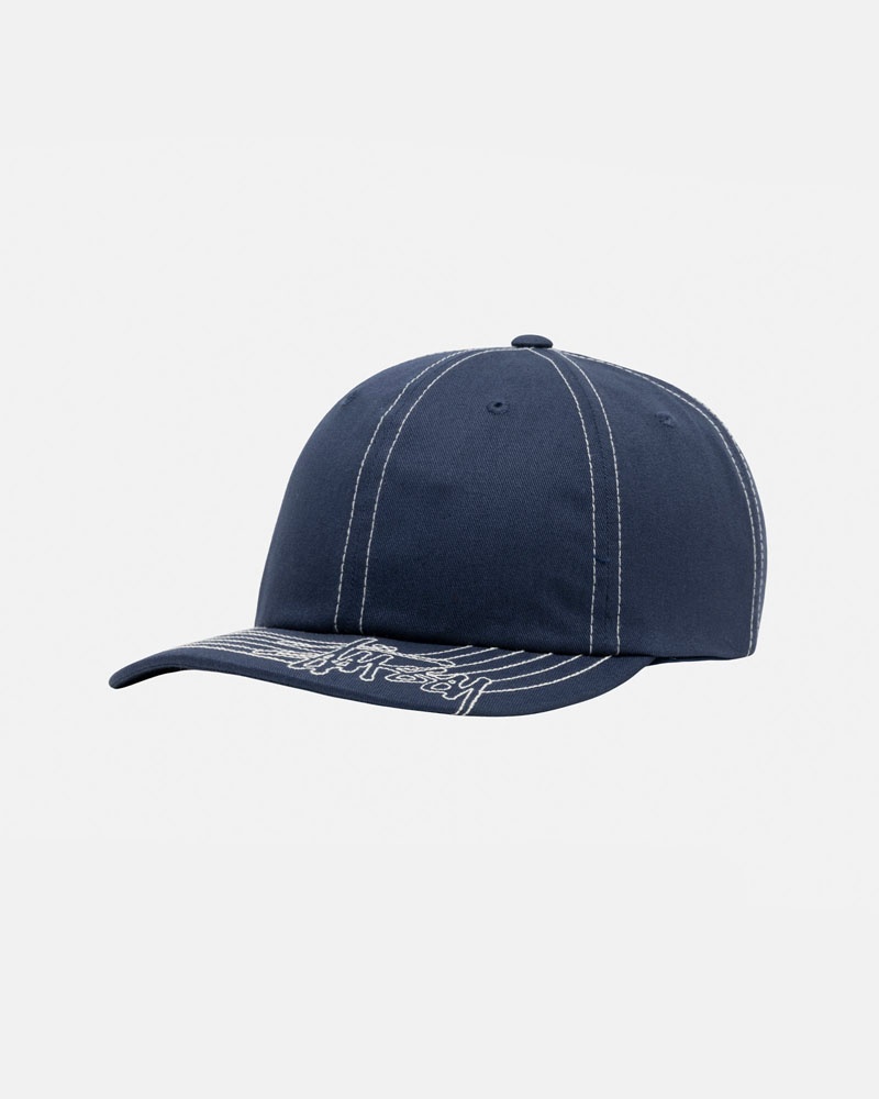 Navy Stüssy Low Pro Basic Stitch Strapback Cap | UAE NCA458796