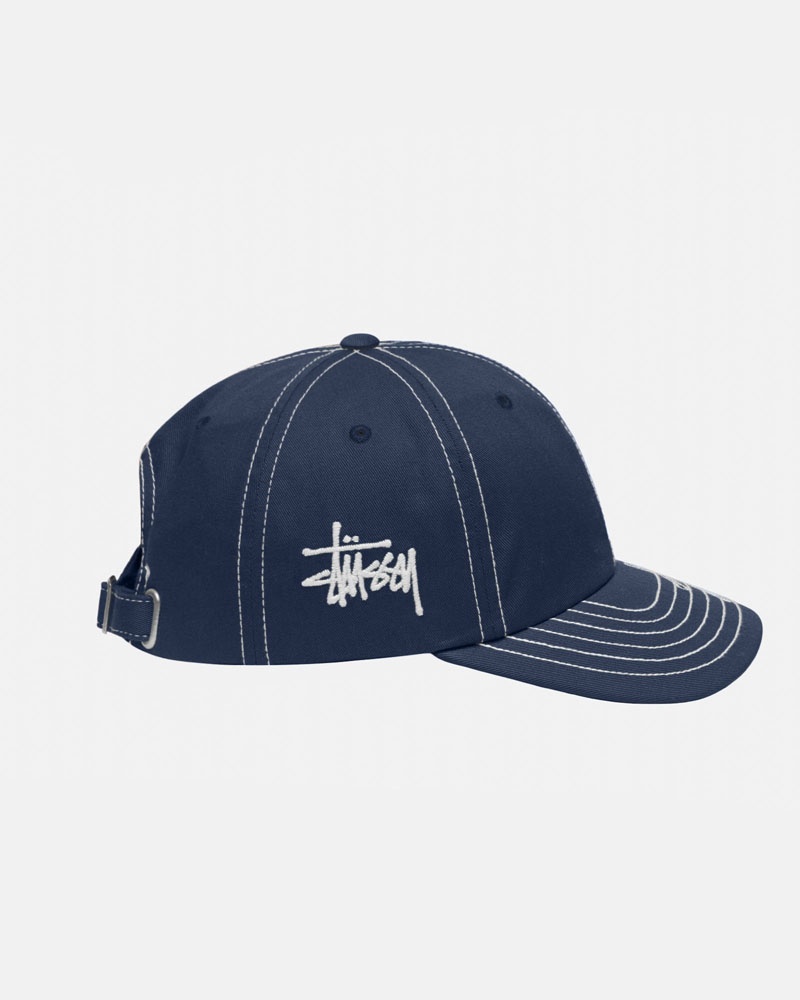 Navy Stüssy Low Pro Basic Stitch Strapback Cap | UAE NCA458796