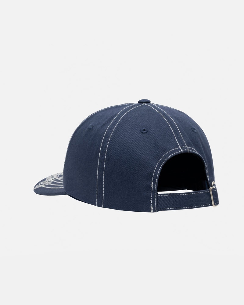 Navy Stüssy Low Pro Basic Stitch Strapback Cap | UAE NCA458796