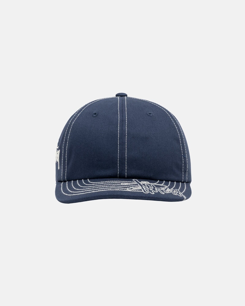 Navy Stüssy Low Pro Basic Stitch Strapback Cap | UAE NCA458796