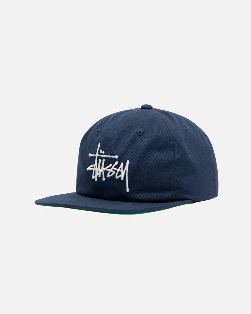 Navy Stüssy Mid-Depth Basic Strapback Cap | UAE BNF618903