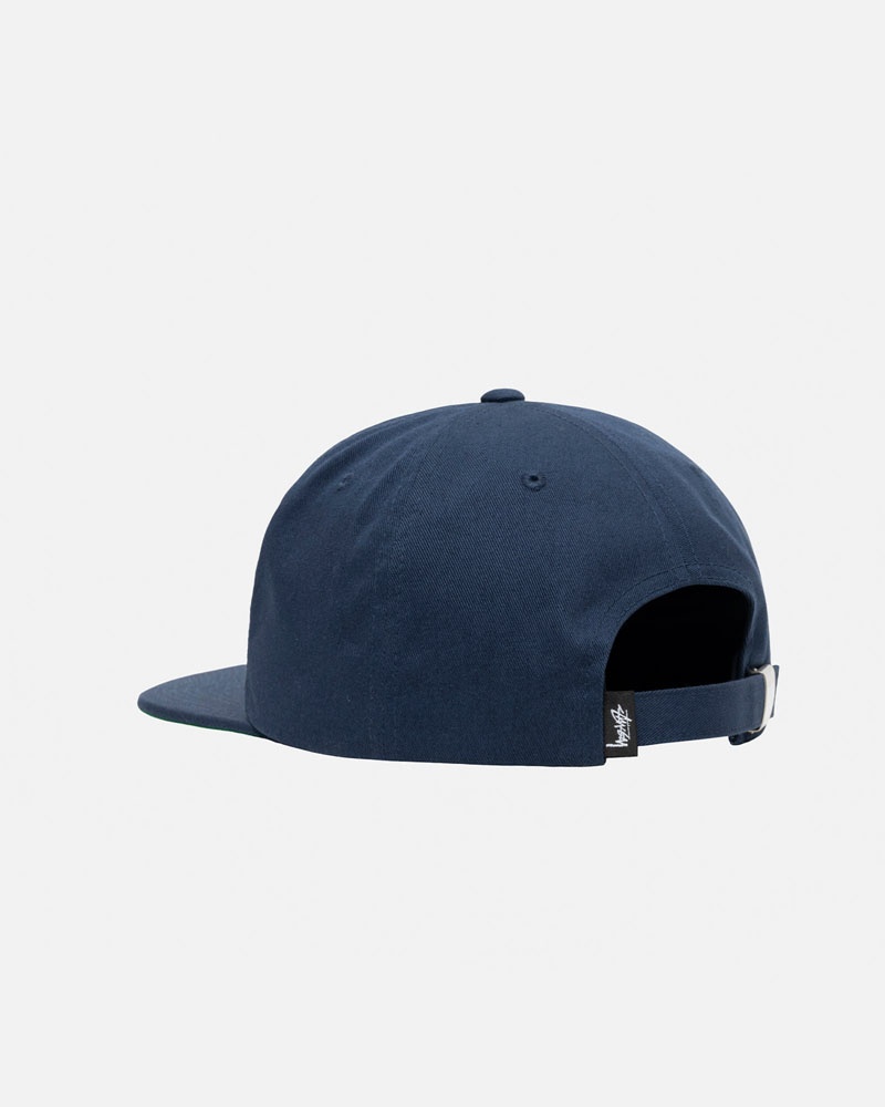 Navy Stüssy Mid-Depth Basic Strapback Cap | UAE BNF618903