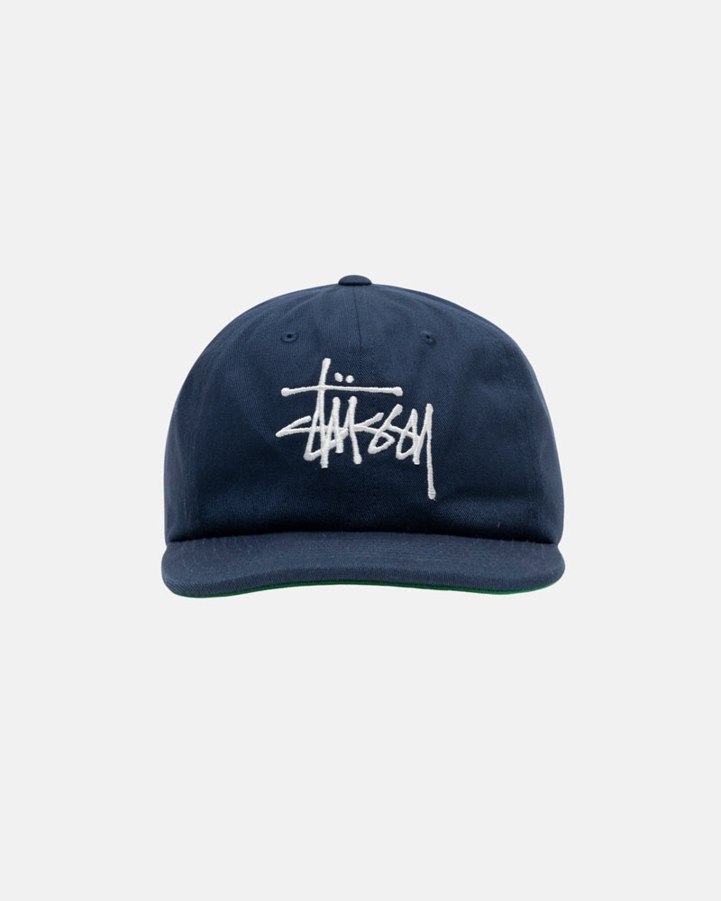 Navy Stüssy Mid-Depth Basic Strapback Cap | UAE BNF618903