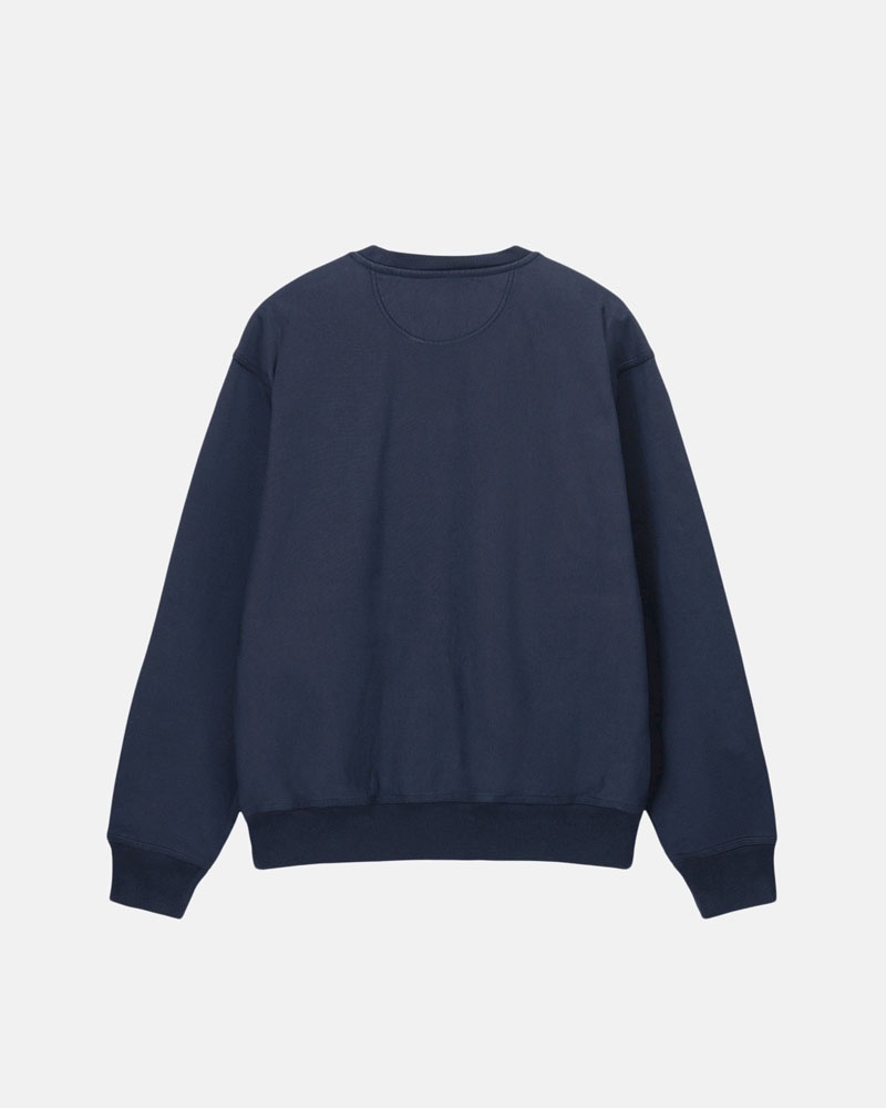 Navy Stüssy Stock Logo Crew Sweatshirt | UAE ODQ685413