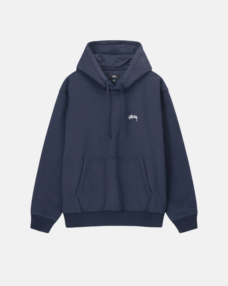 Navy Stüssy Stock Logo Hoodie | UAE KYG065942