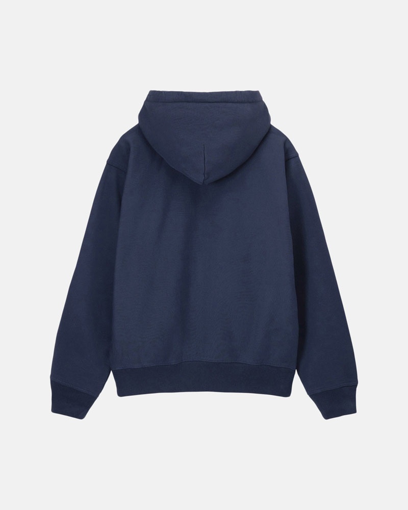 Navy Stüssy Stock Logo Zip Hoodie | UAE VDP429865