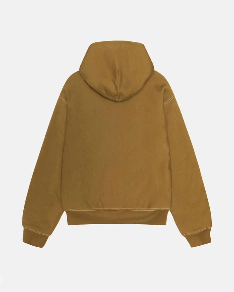 Olive Stüssy Double Face Label Zip Hoodie | UAE JWS540798